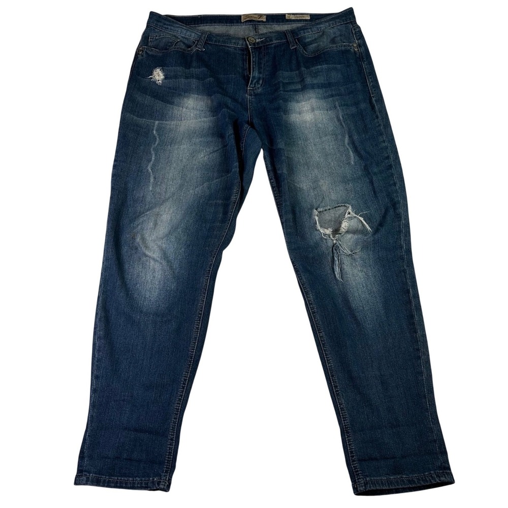 Seven7 Girlfriend Jeans Distressed Blue Denim Size 12 Streetwear Relaxed Fit‎